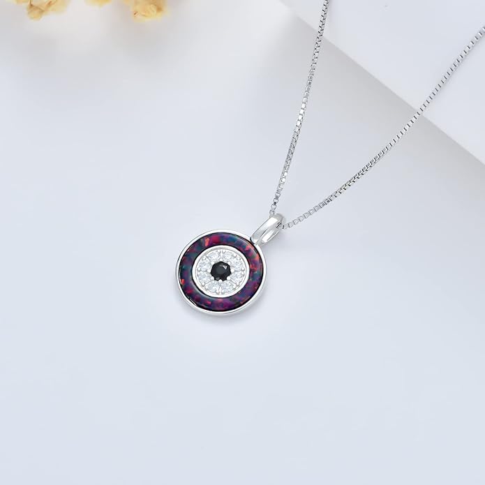 PEIMKO Evil Eye Necklace for Women 925 Sterling Silver Greek Protection Evil Eye Necklaces Jewelry Amulet Gift for Women