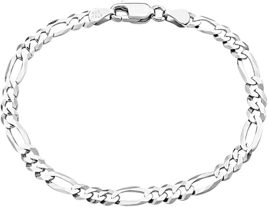 Savlano 925 Sterling Silver Solid Italian Figaro, Rope,Herringbone, Curb, Ball Bead, Snake, Mariner Chain Anklet for Women, Comes in 0.8mm - 5mm With Gift Box