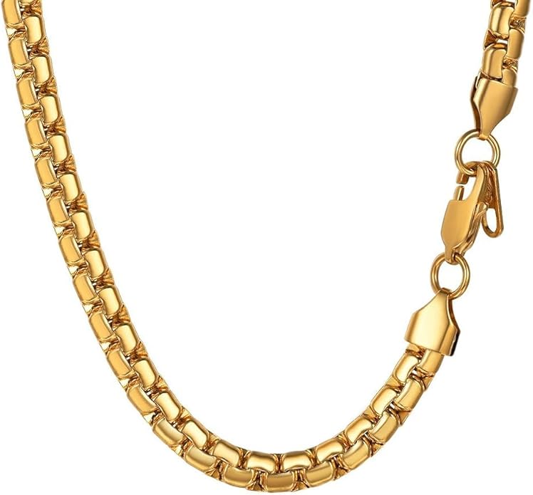 PROSTEEL Stylish Stainless Steel Round Link Chain Necklace for Men, 2mm/4mm/6mm/8mm. Silver/Gold/Black Tone, Hypoallergenic Jewelry, 14"-30", Come with Box