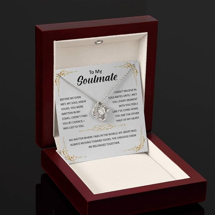 To My Beautiful Soulmate Necklace Romantic Gift for Girlfriend Wife With Message Card & Gift Box, Perfect for Anniversary Birthday Christmas or Valentine’s Day