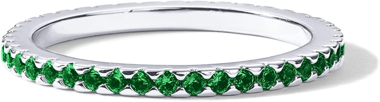 PAVOI 14K Gold Plated Sterling Silver Colored CZ Stones Stackable Ring | Simulated Diamond Eternity Bands for Women