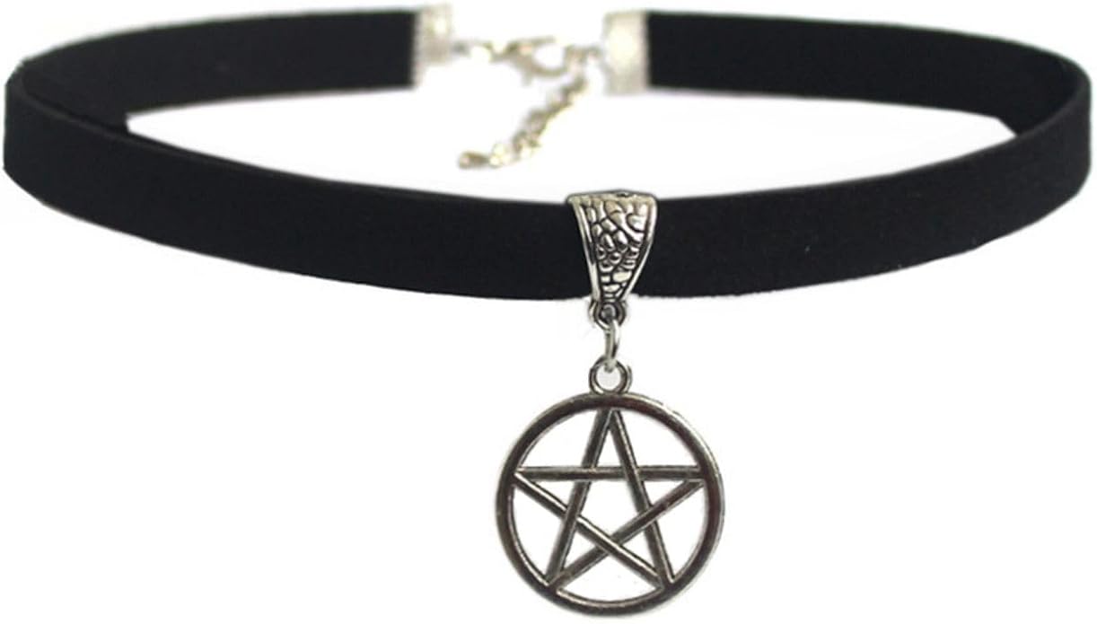 Choker Necklaces for Women Black Leather Collar Necklace Neckband for Halloween Back to School Graduation Cosplay