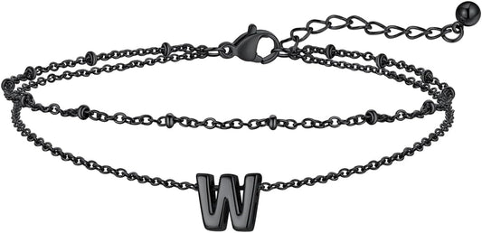 FaithHeart Initial Ankle Bracelets for Women, Waterproof 14k Gold Plated Initial Anklets Non Tarnish Stainless Steel Layered Anklet Summer Beach Foot Jewelry
