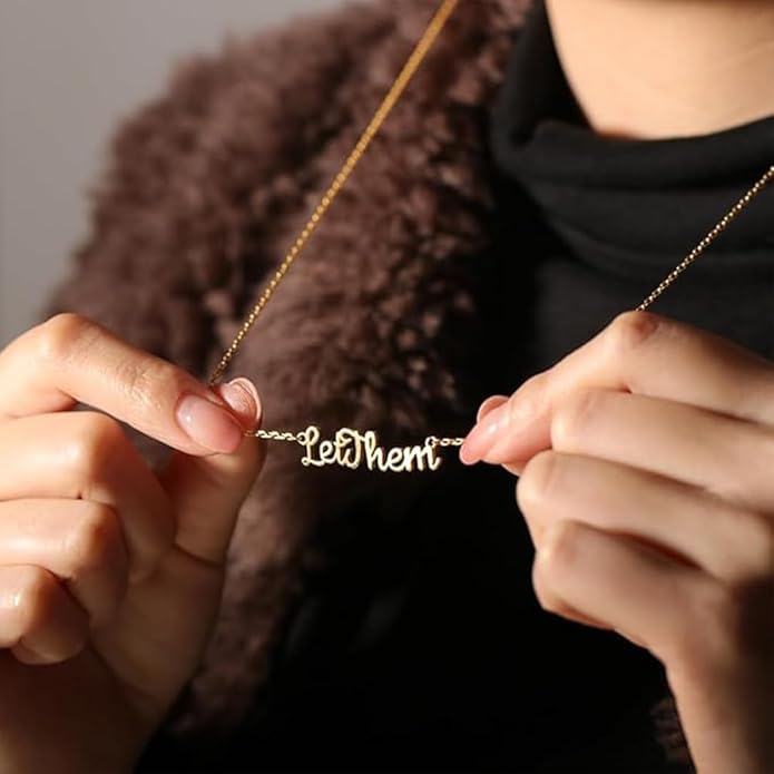 DivaGlamz Let Them Necklace For Women, Self Worth Motivation Statement Stainless Steel Necklaces To My Daughter/Best Friend Inspirational Gifts Jewelry