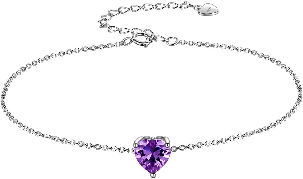Aurora Tears 925 Sterling Silver 12 Birthstone Hearts Jewelry Women Crystal Wedding/Engagement/Bridal Heart Necklace/Earring/Ring/Bracelet Sets Jewellery