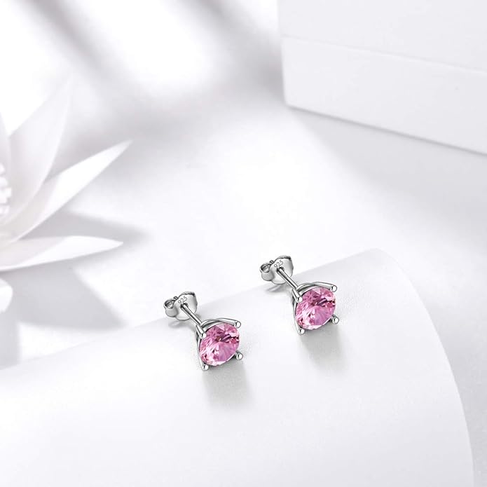 Aurora Tears 925 Sterling Silver 12 Birthstones Necklace/Earring/Ring/Bracelet Women Birthstone Pendant Crystal Fashion Birthday Jewelry Christmas Gift for Girls Women