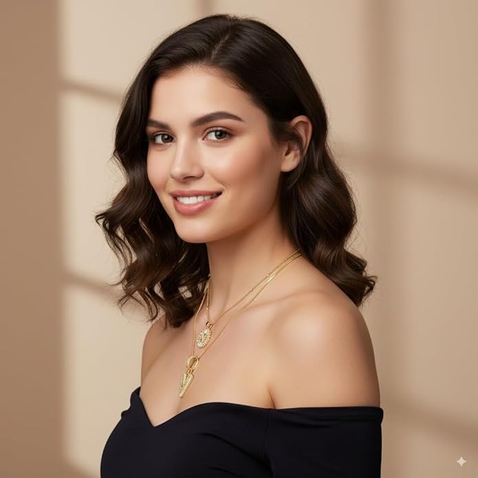 14K Gold Plated Initial Letter Pendant Necklace, Cubic Zirconia Crystal, Copper Chain