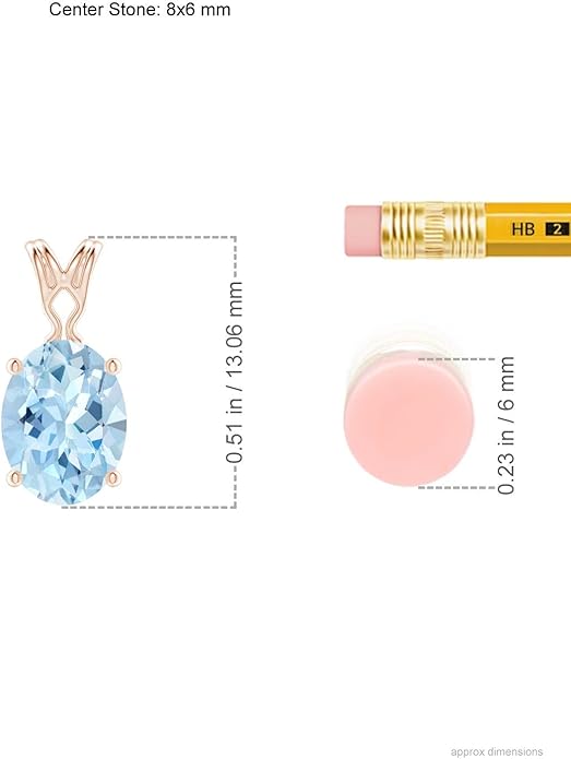 Angara Natural Aquamarine Solitaire Pendant for Women | Vintage in 14K Solid Gold/Platinum With 18" Chain | March Birthday, Anniversary, Gemstone Jewelry Gift