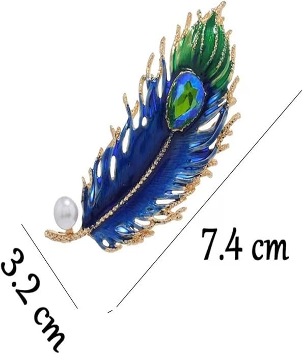 Rhinestone Feather Brooches for Women Men,Vintage Animal Peacock Pin Gold/Silver/Blue/ Crystal Diamond Lapel Pins Fashion Enamel Feather Leaf Brooch Elegant Dress Coat Pin Decor Wedding Christmas Birthday Jewelry