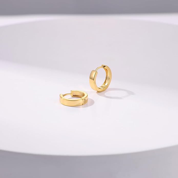 Gacimy Gold Huggie Hoop Earrings for Women 14k Gold Plated, Small Hoop Earrings for Women, 1/2 Inch Yellow Color Earrings for Women