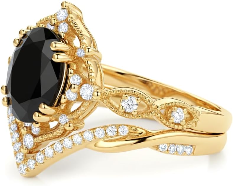 Oval Cut Vintage Gemstone Engagement Rings set for Women S925 Sterling Silver/10K/14K/18K Gold Birthstone Promise Anniversary Bridal Set Ring for her