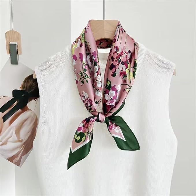 ANDANTINO 100% Mulberry Silk Square Scarf for Hair-25.6" X25.6'' Women Men Natural Silk Neckerchief Digital Printed Headscarf
