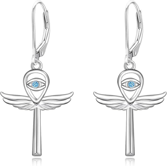 MONGAS Dragonfly/Sunflower/Hummingbird/Sand Dollar/Crab/Champagne/Arrow/Cherry/Ankh/Sloth Earrings for Women Sterling Silver Dragonfly/Sunflower/Hummingbird/Sand Dollar Jewelry for Women