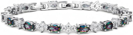 Tennis Birthstone Bracelets Sterling Silver Bracelets Charm Jewelry Birthday Gifts for Women,Girlfriend,Wife,Mom - Graduation, Friendship,Birthday, Anniversary