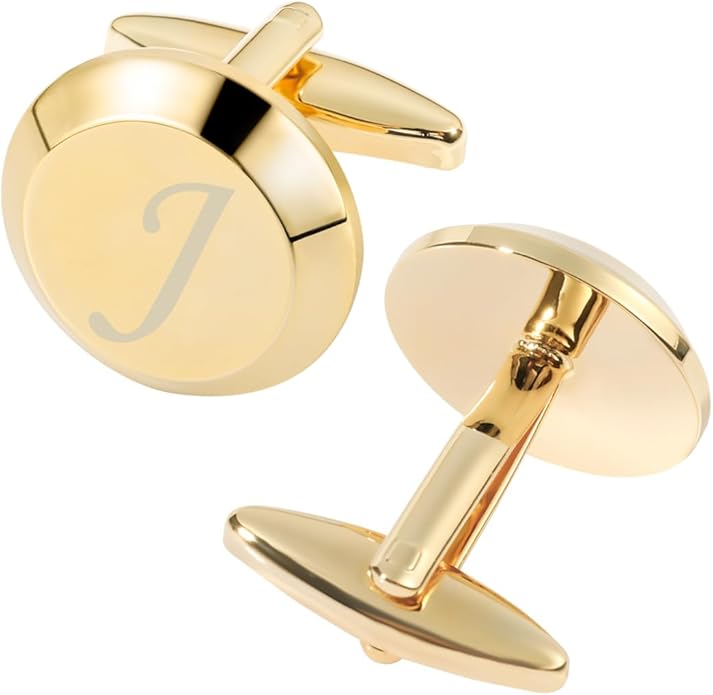 GWD Cufflinks for Men Stainless Steel Initial Cuff Links Alphabet Letter A-Z Groom Father Gift