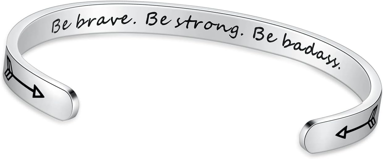 TONY & SANDY Inspirational Bracelets for Women Teen Girls Personalized Gifts for Daughter Granddaughter Mom Sister Friends Stainless Steel Engraved Cuff Birthday Easter Christmas