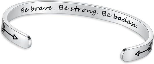 TONY & SANDY Inspirational Bracelets for Women Teen Girls Personalized Gifts for Daughter Granddaughter Mom Sister Friends Stainless Steel Engraved Cuff Birthday Easter Christmas
