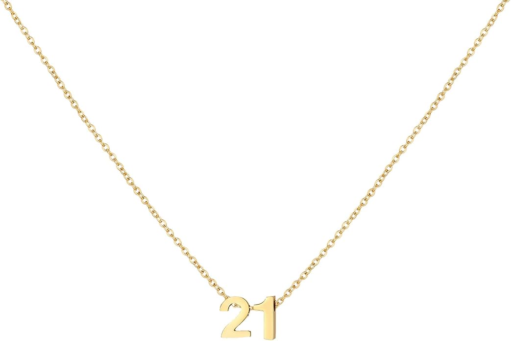 Number Necklace for Women Dainty 18K Gold Plated Pendant Necklace Charm Birth Month Personalized Jewelry Birthday Gift
