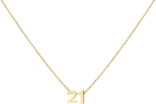Number Necklace for Women Dainty 18K Gold Plated Pendant Necklace Charm Birth Month Personalized Jewelry Birthday Gift