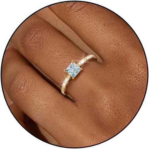 SOLEVAN Birthstone Gold Rings for Women Non Tarnish 14K Gold Plated Stackable Cubic Zirconia Thumb Rings Dainty Cute Emerald Eternity Band Pinky Ring Engagement Wedding Promise Rings Jewelry Gifts