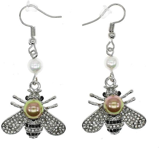 Honey Bee Brooches Crystal Insect Themed Bee Brooch Animal Fashion Shell Pearl Brooch Pin Gold Tone