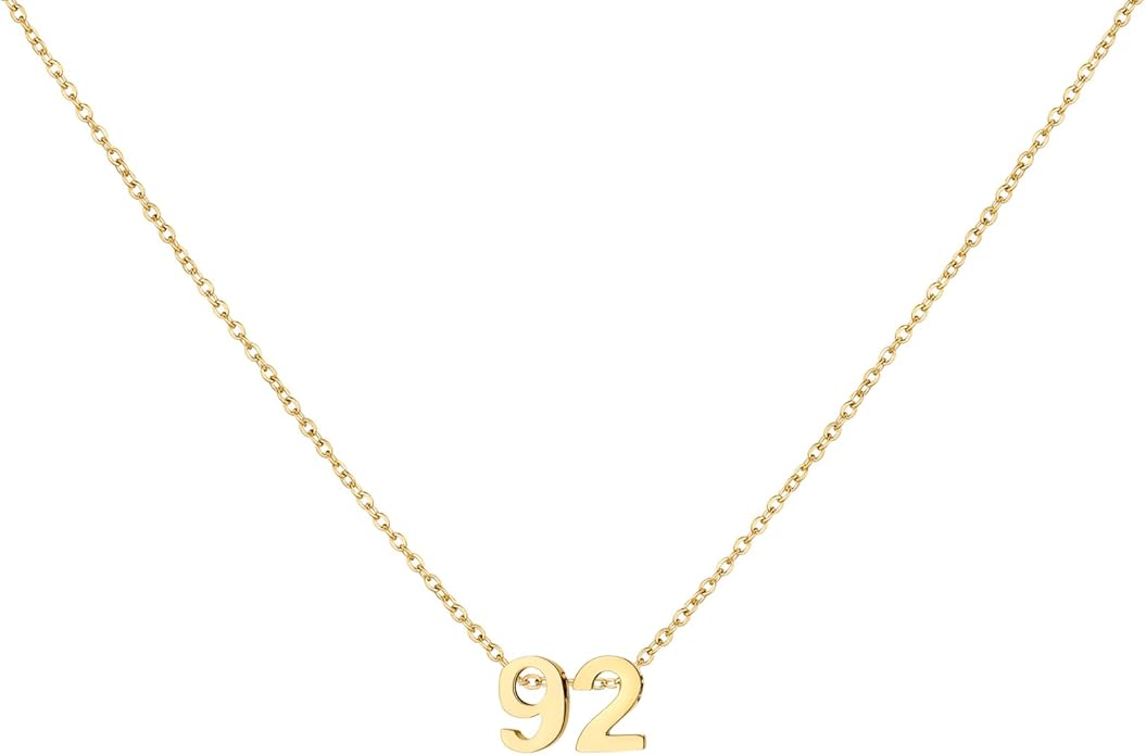 Number Necklace for Women Dainty 18K Gold Plated Pendant Necklace Charm Birth Month Personalized Jewelry Birthday Gift
