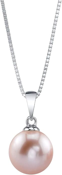 The Pearl Source Freshwater Pearl Pendant Sydney Necklace for Women - Cultured Pearl Necklace | Single Pearl Necklace for Women with 925 Sterling Silver Chain