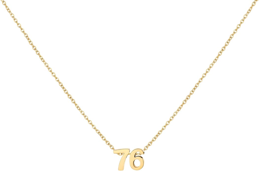 Number Necklace for Women Dainty 18K Gold Plated Pendant Necklace Charm Birth Month Personalized Jewelry Birthday Gift