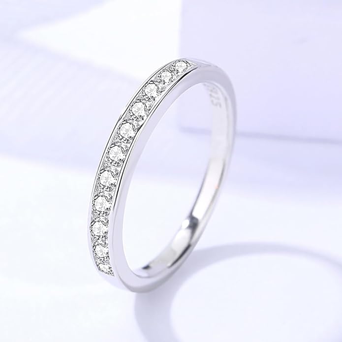 zemlite Stackable Promise Ring | Luxurious 2 Carat Round Diamond | D-Color VVS1 Clarity, Excellent Cut | Ideal Valentine's Gift