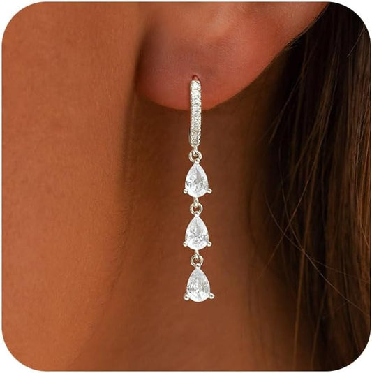 Gold Earrings for Women Trendy, Simple Dainty 14K Gold Plated Paperclip Square Chain Link Dangle Hoops Earrings Pin Stud Huggie Earrings Lightweight Hypoallergenic Minimalist Aesthetic Gold Jewelry for Christmas Gifts