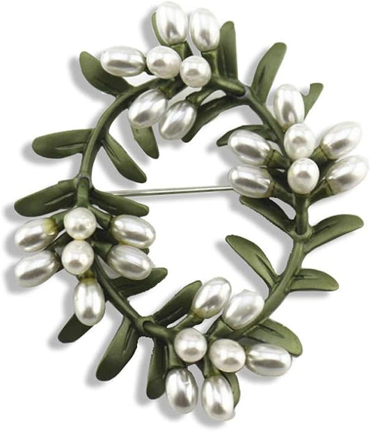 Crystal Pearl Flower Brooches Pins Fashion Beautiful Created Rhinestone Floral Brooch Good Idea for Party Dance Wedding Banquet for Elegant Women Girl
