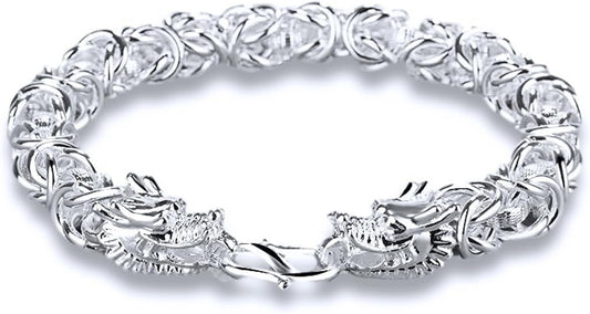 Italian Handmade Sterling Silver Mens Bracelets | Solid S925 Chain Bracelets for Men | Men's Silver Bracelet Gift for Dad, Boyfriend, Son, My Man