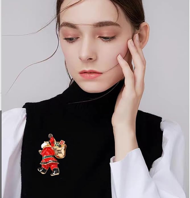 ONLYJUMP Christmas Bell Brooch Pins for Women Girls Lovely Crystal Christmass Tree Snowflake Bell Reindeer Snowman Brooches Colorful Xmas Enamel Pins Holiday Party Gift