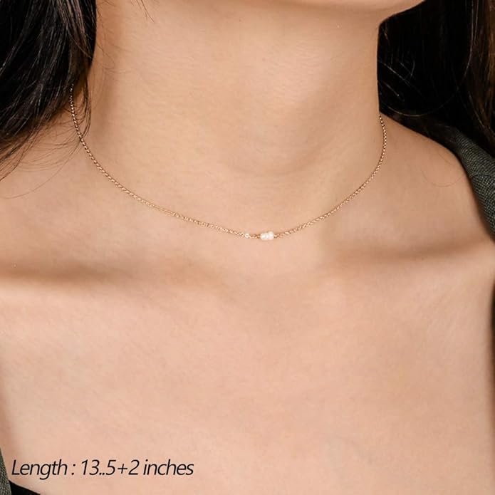 Turandoss Dainty Layered Choker Necklace, Handmade Y Pendant Necklace Multilayer Bar Disc Necklace Adjustable Layering Choker Necklaces for Women
