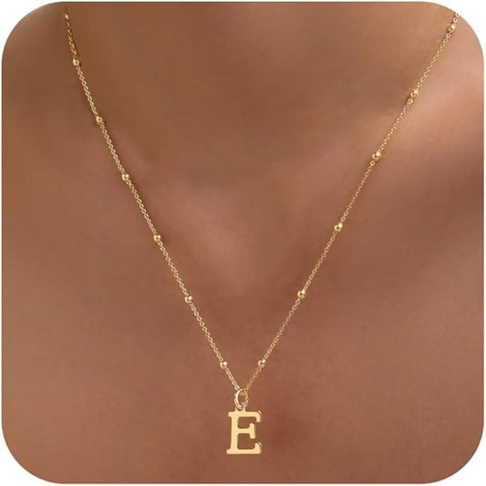 Initial Necklaces for Women Dainty Gold Letter Pendant Necklace 14k Gold Plated A-Z Name Necklaces Cute Charm Choker Necklace Fashion Accessories Non Tarnish Trendy Jewelry Gift