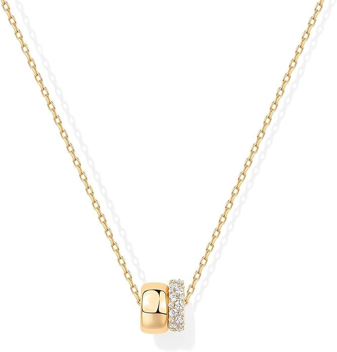 Zeffy Diamond Necklaces for Women, Dainty Gold Necklace 18k Gold Plated Layered Necklaces Simple Gold CZ Diamond Pendant Necklaces for Women Trendy Jewelry Gifts for Girls