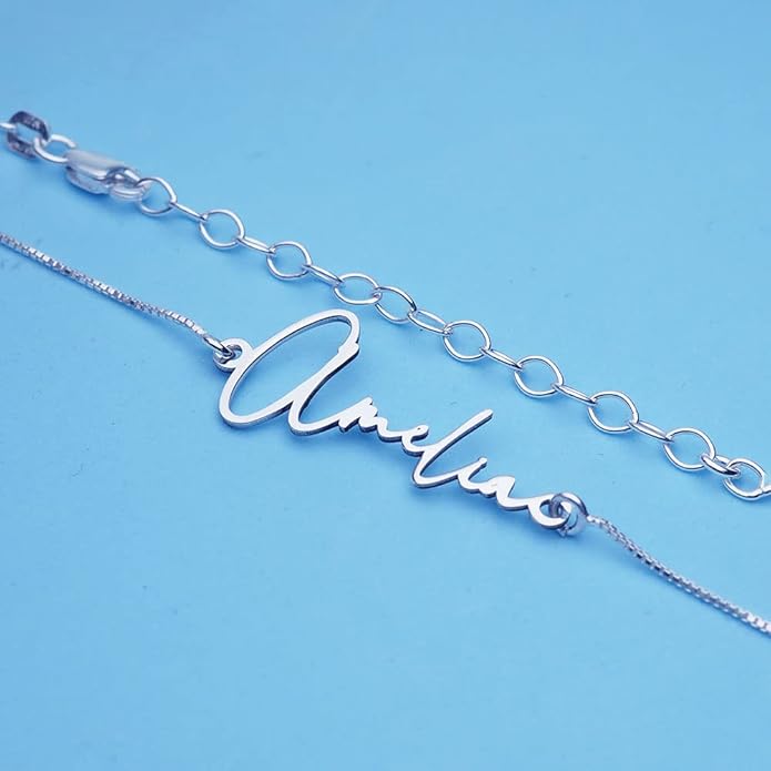 PicturesOnGold.com Custom Name Anklets for Women in Sterling Silver or 14K Gold Personalized Ankle Bracelet Jewelry With Any Name or Word