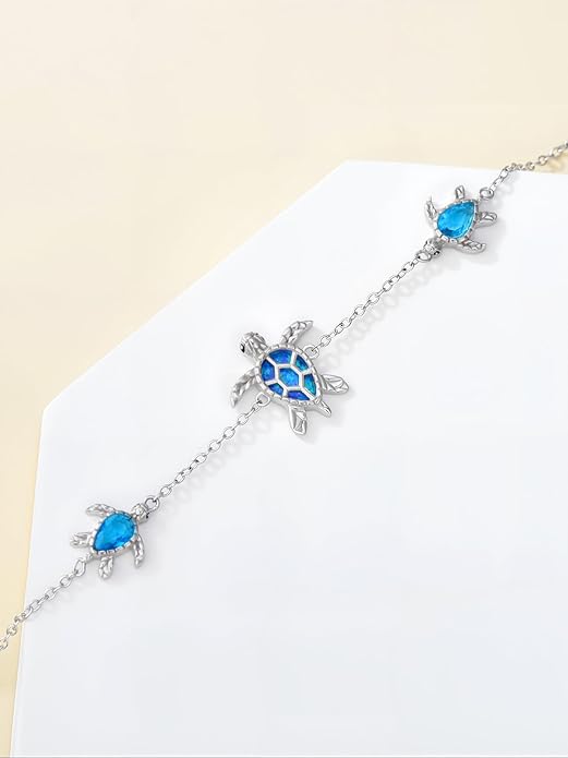 WINNICACA Sterling Silver Butterfly Bracelet Anklet Created Opal Butterfly Jewelry Gifts for Women Birthday Christmas Day Gifts
