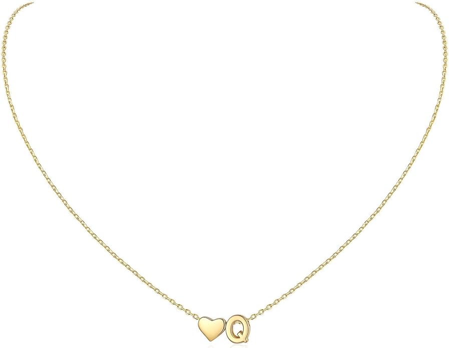 ChicSilver 925 Sterling Silver Heart Initial Necklaces for Women -Dainty Personalized Heart Pendant Letter Alphabet Necklace for Women
