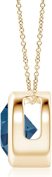 Angara Natural London Blue Topaz Solitaire Pendant for Women | Round Blue Topaz Pendant Necklace in 14K Solid Gold/Silver/Platinum With 18" Chain | December Birthday, Gemstone Jewelry Gift