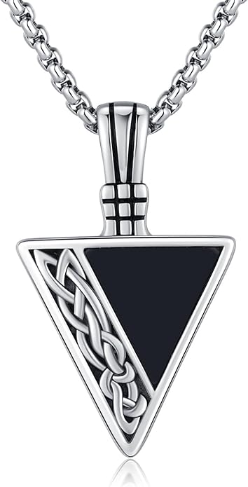 REDSUN Viking Pendant Necklace 925 Sterling Silver Celtic Pendant Abalone/Opal/Onyx/Lapis Lazuli/Turquoise Necklace Viking Amulet Jewelry Gifts for Men Women, with Stainless Steel Chain