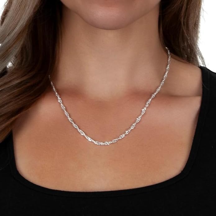 925 Sterling Silver Singapore Chain Lobster Clasp Paperclip Necklace for Women Sparkling Chain 2mm2.5mm3mm4mm5mm Gifts for Her