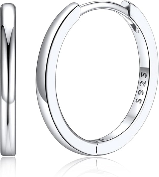 Silvora 925 Sterling Silver Small Hoop Earrings for Women Huggie Earrings Hypoallergenic Cartilage Earrings Tiny Hoops 6mm/8mm/10mm/12mm/14mm/16mm/18mm/20mm