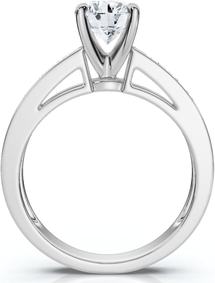 P3 POMPEII3 Pompeii Certified 3Ct Diamond Engagement Ring Cathedral 14k Gold Lab Grown (G/H,VS2-SI1)