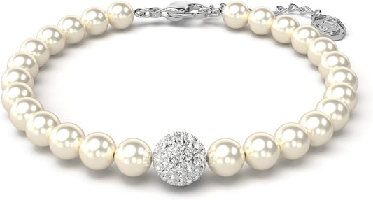 Swarovski Remix Strand Bracelet, Crystal Pearls and Pavé-Set Sphere in a Rhodium Finished Setting, Part of the Remix Collection