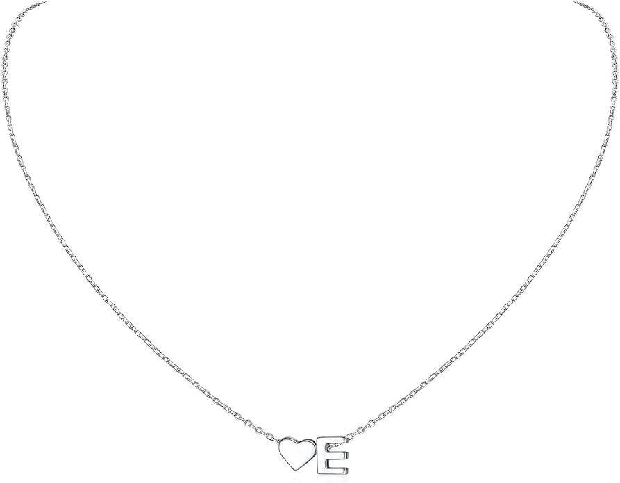 ChicSilver 925 Sterling Silver Heart Initial Necklaces for Women -Dainty Personalized Heart Pendant Letter Alphabet Necklace for Women