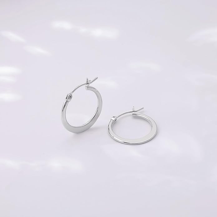 Gacimy Flattened 14K Gold Plated Hoop Earrings for Women, 14K Real Gold Plated Hoops with 925 Sterling Silver Post,Hypoallergenic Lightweight Earring