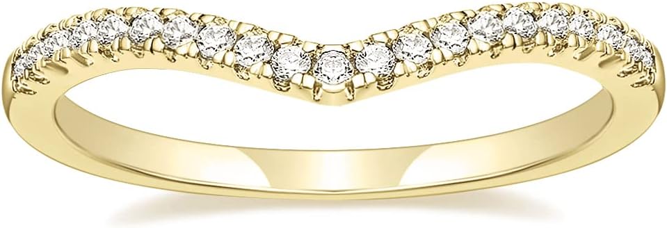 TIGRADE Cubic Zirconia Eternity Band V Shape CZ Stacking Engagement Ring for Women Size 3-12.5