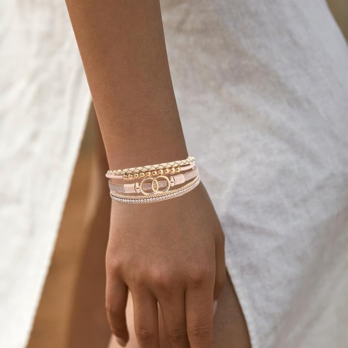 Aluinn Leather Wrap Bracelets For Women Boh Multi-Layer Elegance Bracelet Boho Bangle Western Cuff Bracelet Jewelry for Women