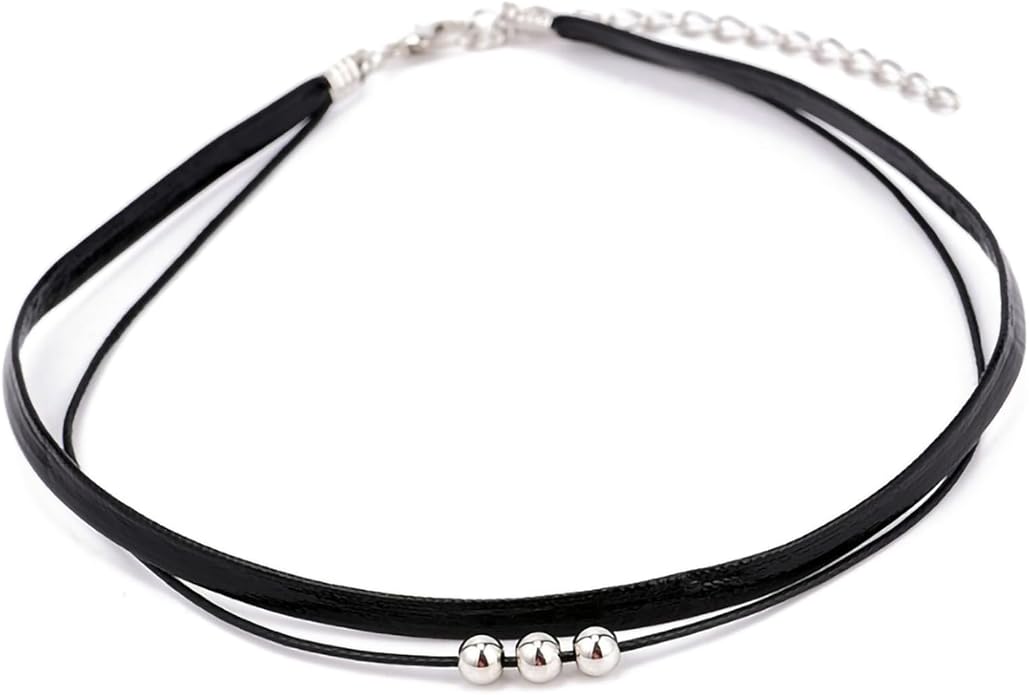 Fesciory Black Necklaces for Women, Adjustable Layered Velvet Leather Lace Collar Necklace, Goth Jewelry Gifts.